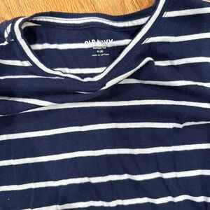 Old Navy Navy and White Striped Crew Tee size 8